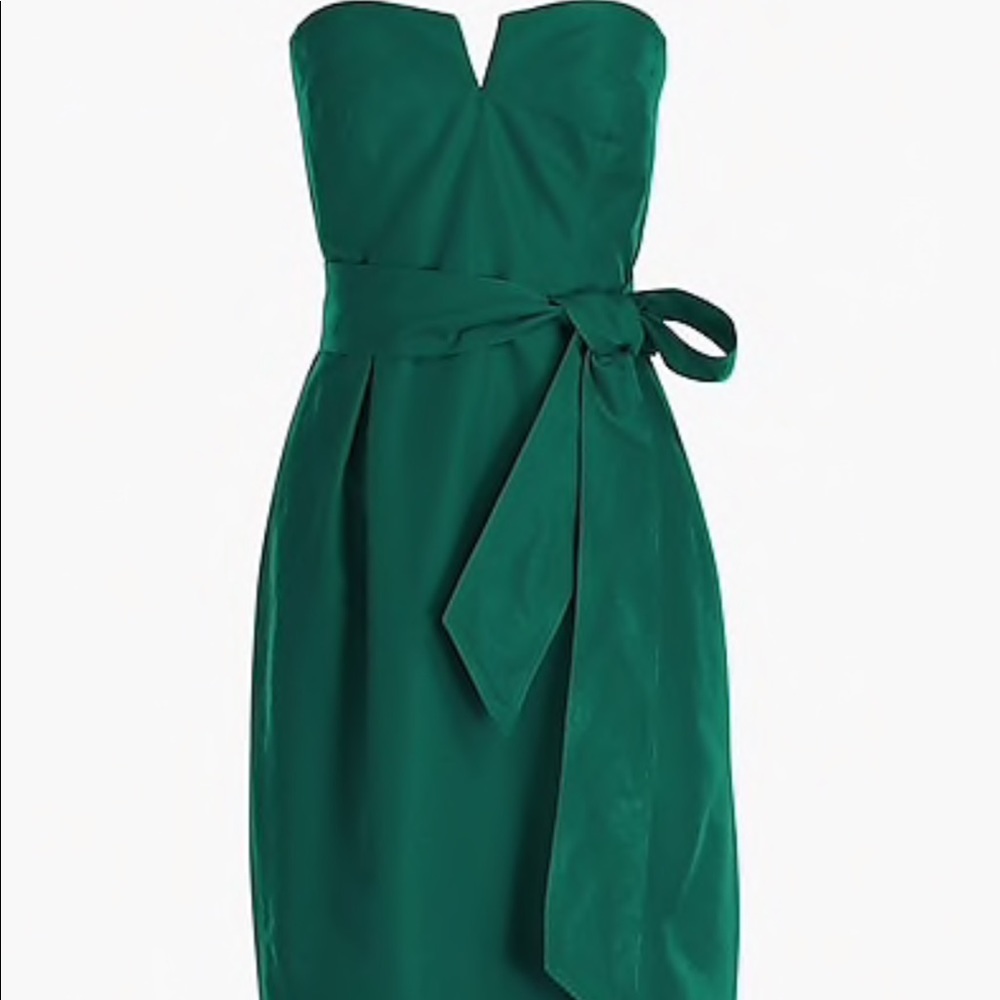 Jcrew RED (not green) Tie-waist strapless dress - Picture 5 of 15